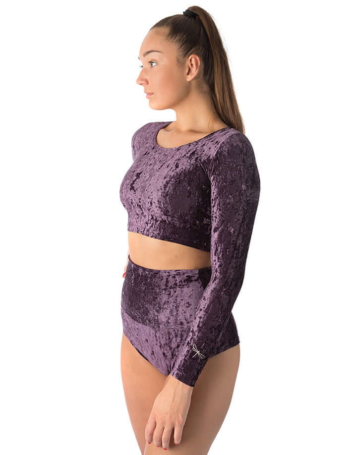 Velvet crop top Pavi | Crop Top | Color: red velvet | Gymnastics crop top | Long Sleeve | Dragonfly Clothing and Yoga Wear