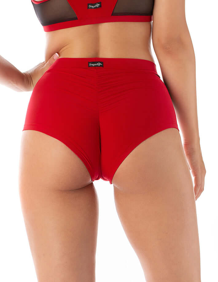Mesh pole shorts Monica | Shorts | Color: red / mesh | Pole Shorts | Dragonfly Pole Dance Clothing and Bikram Hot Yoga Wear