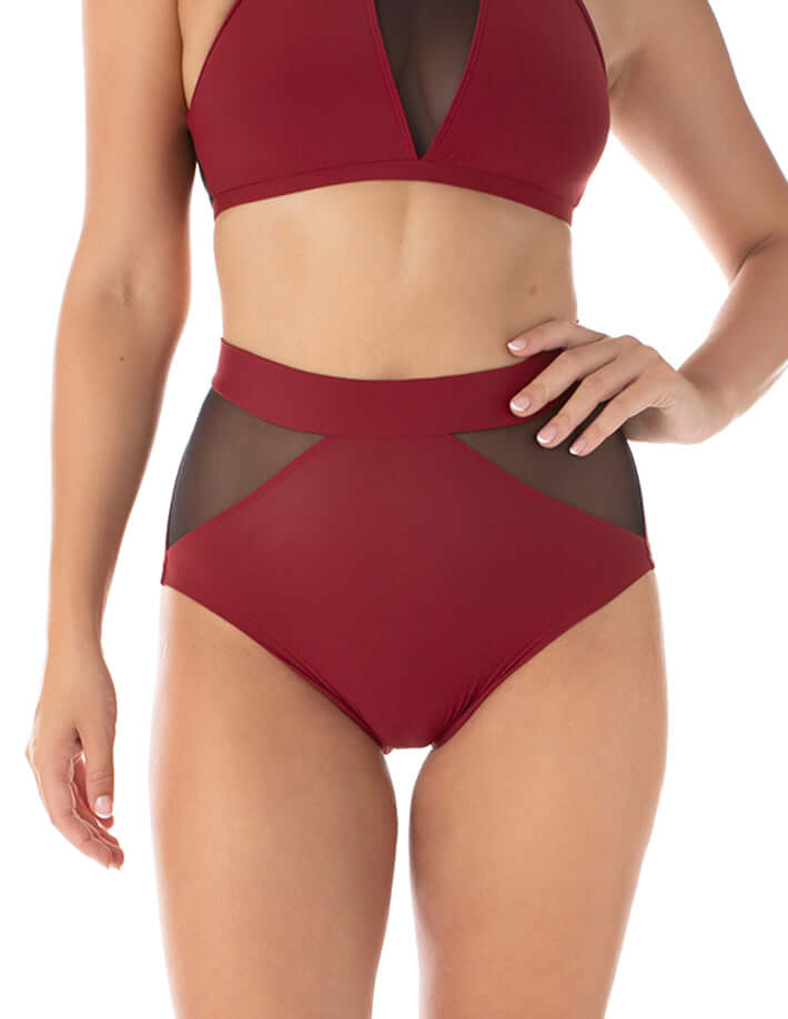 Mesh pole shorts Monica | Shorts | Color: burgundy / mesh | Mesh Pole Shorts | Dragonfly Pole Dance Clothing and Bikram Hot Yoga Wear
