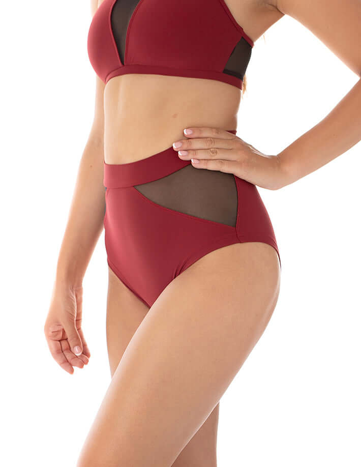 Mesh pole shorts Monica | Short pole dance en mesh | Color: burgundy / mesh | Mesh Pole Shorts | Dragonfly Pole Dance Clothing and Bikram Hot Yoga Wear