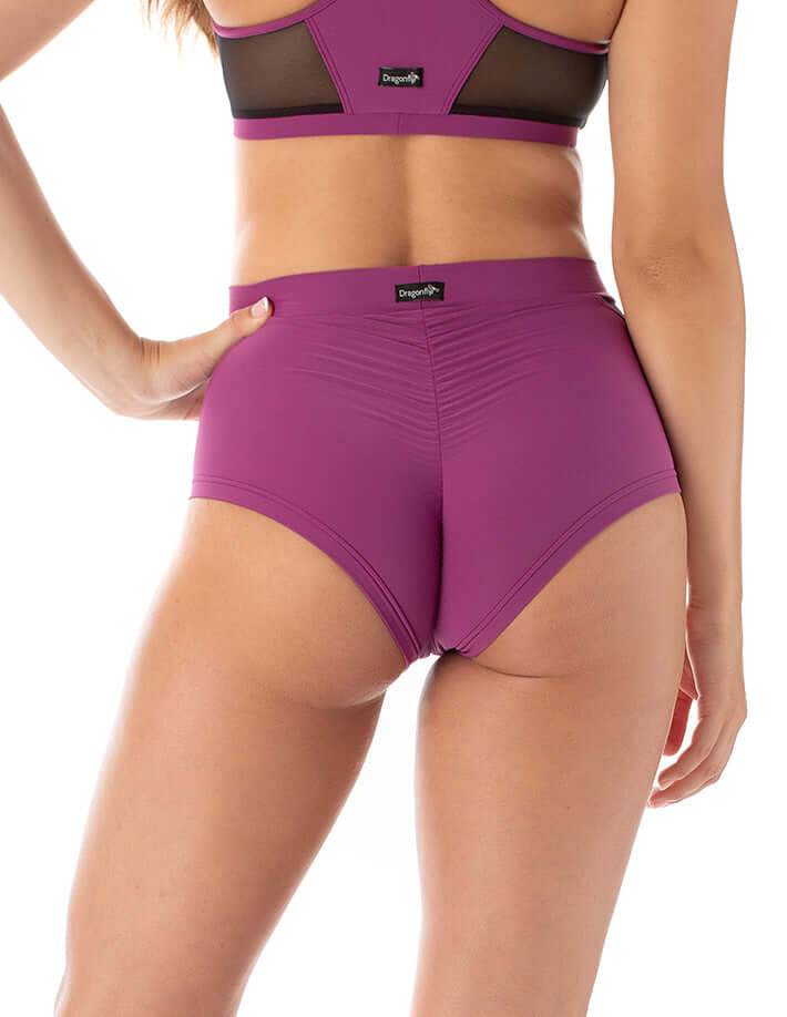 Mesh pole shorts Monica | Shorts | Color: burgundy / mesh | Pole Shorts | Dragonfly Pole Dance Clothing and Bikram Hot Yoga Wear