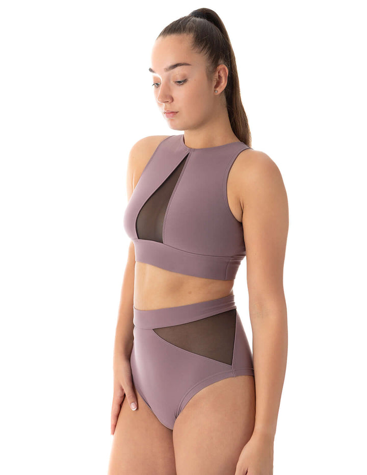 Mesh sports bra Rachel | Sports bra | Color: khaki / mesh | Women's sports bra | Dragonfly Pole Dance Clothes and Bikram Hot Yoga Outfit