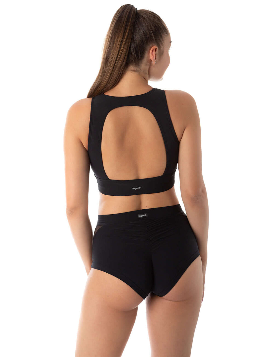 Mesh sports bra Rachel | Sports bra | Color: khaki / mesh | Women's sports bra | Dragonfly Pole Dance Clothes and Bikram Hot Yoga Outfit