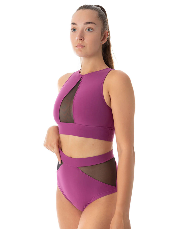 Mesh sports bra Rachel | Sports bra | Color: khaki / mesh | Women's sports bra | Dragonfly Pole Dance Clothes and Bikram Hot Yoga Outfit