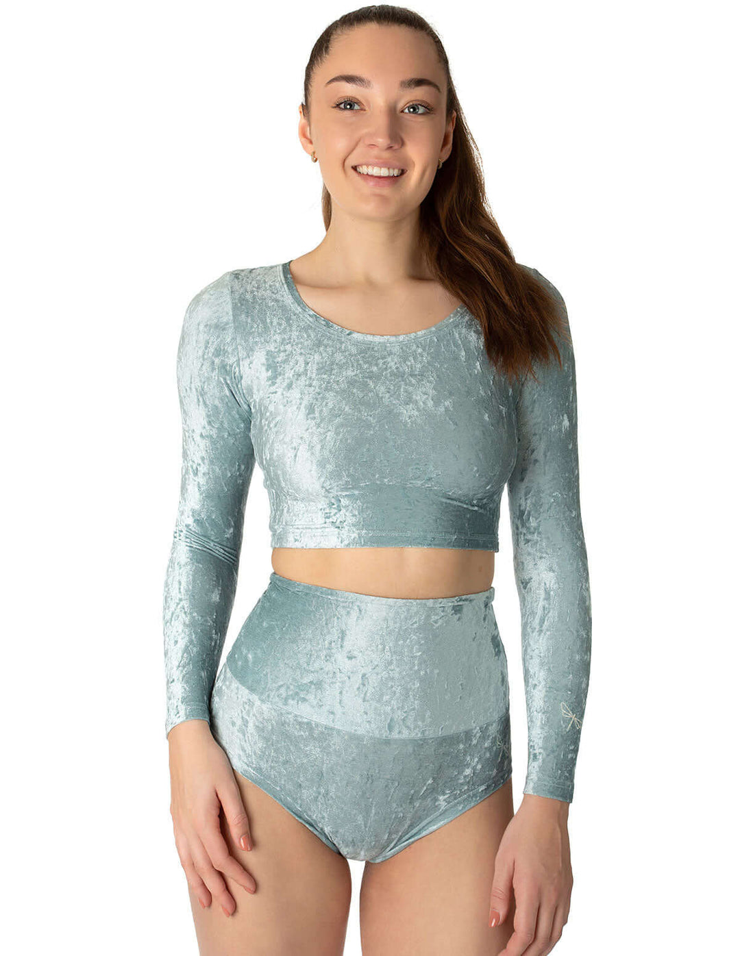 Velvet crop top Pavi | Crop Top | Color: frosty velvet | Gymnastics crop top | Long Sleeve | Dragonfly Clothing and Yoga Wear