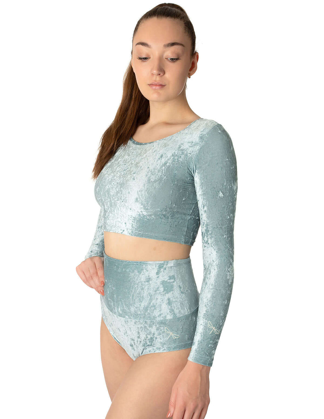 Velvet crop top Pavi | Crop Top | Color: red velvet | Gymnastics crop top | Long Sleeve | Dragonfly Clothing and Yoga Wear