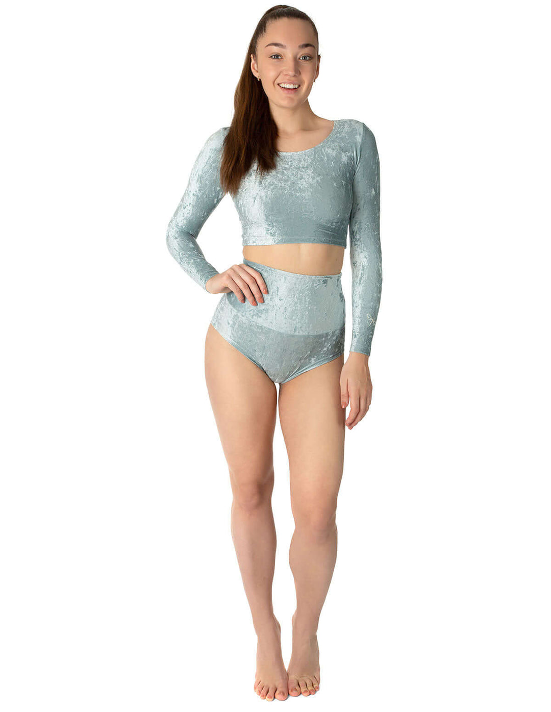 Velvet crop top Pavi | Crop Top | Color: red velvet | Gymnastics crop top | Long Sleeve | Dragonfly Clothing and Yoga Wear