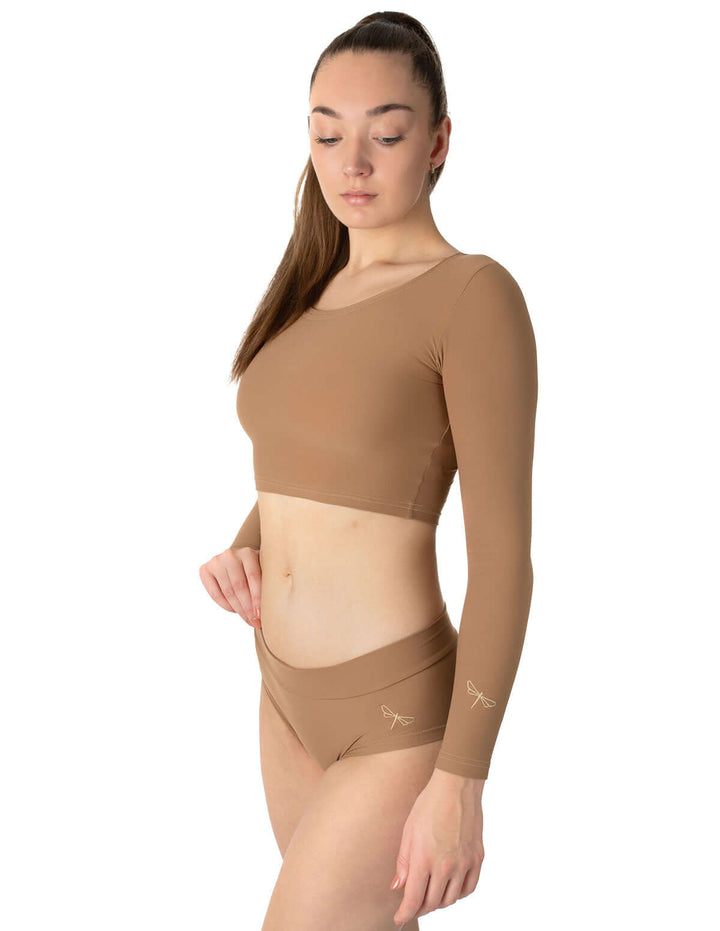 Sports crop top Pavi | Crop Top | Color: petrol | Gymnastics crop top | Long Sleeve | Dragonfly Clothing and Yoga Wear