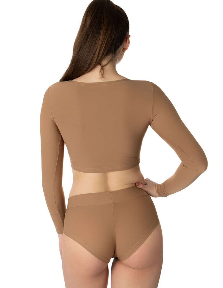 Sports crop top Pavi | Crop Top | Color: petrol | Gymnastics crop top | Long Sleeve | Dragonfly Clothing and Yoga Wear
