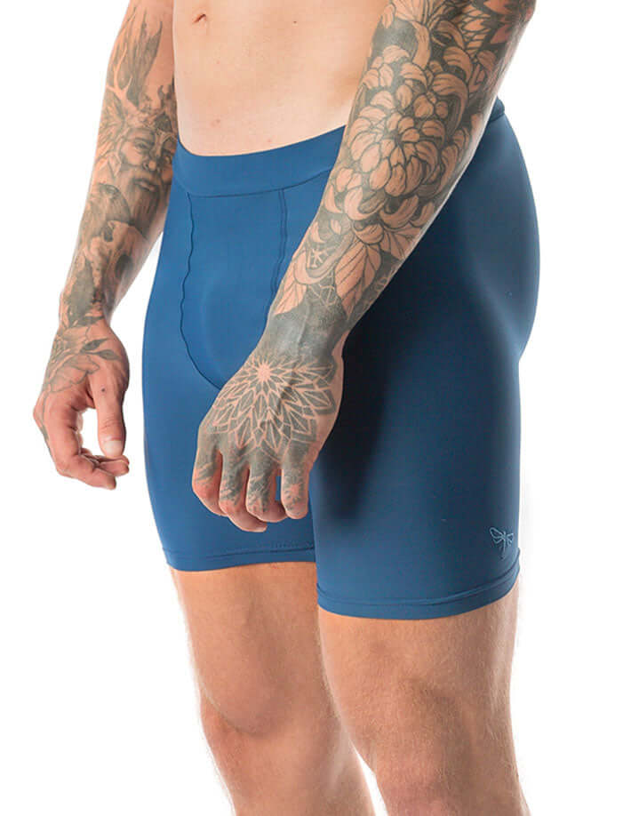 Men's hot yoga shorts James | Mens shorts | Color: blue | Mens Hot Yoga Shorts | Dragonfly Bikram Yoga Shorts for men