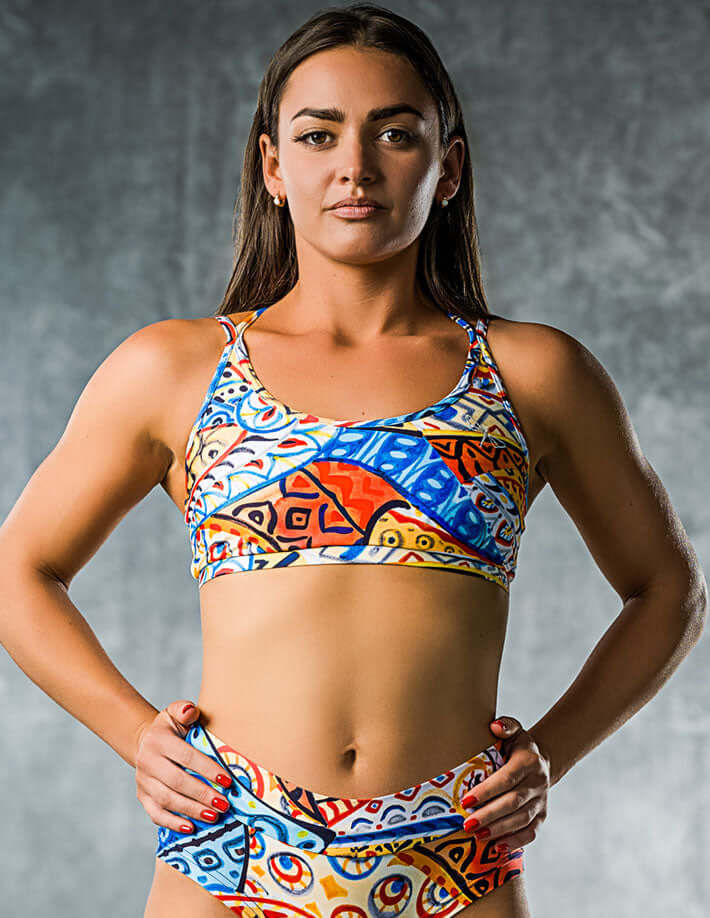 Nicole top Indian Summer | Sports bra | Color: Indian Summer | Women's sports bra | Dragonfly Pole Dance Clothes and Bikram Hot Yoga Outfit