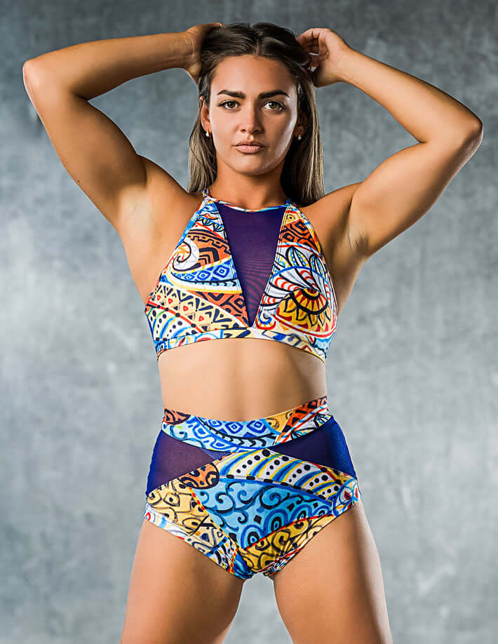 Pole shorts Monica Indian Summer | Shorts | Color: Indian Summer / mesh | Pole Shorts | Dragonfly Pole Dance Clothing and Bikram Hot Yoga Wear
