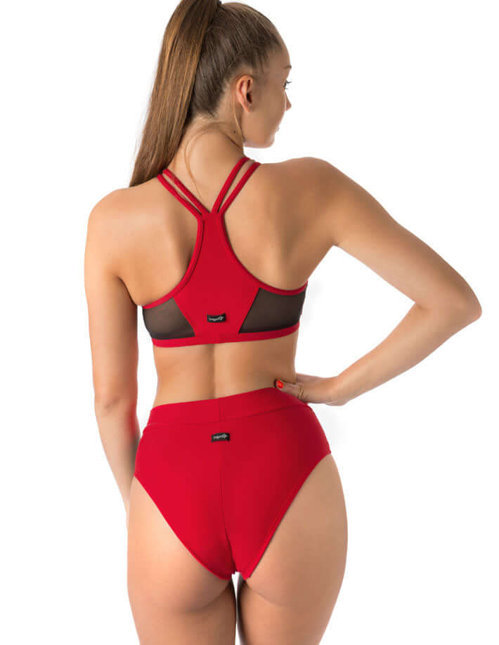 Mesh sports bra Victoria | Sports bra | Color: black / leopard mesh | Women's sports bra | Dragonfly Pole Dance Clothes and Bikram Hot Yoga Outfit