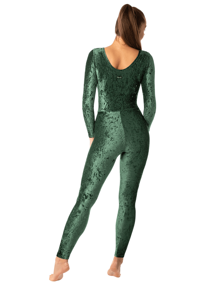 Velvet aerial hoop unitard Lara | Leotard | Color: emerald velvet | Leotard for gymnastics | Dragonfly Pole Dance Outfit and Bikram Yoga Unitard