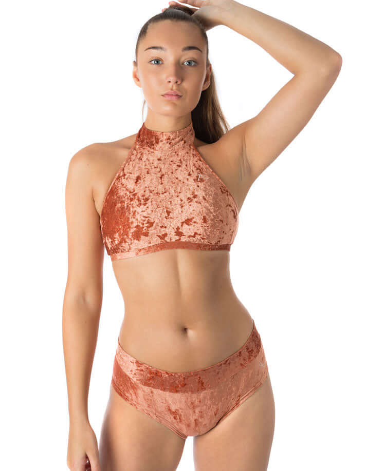 Hot pants velvet | Shorts | Color: bronze velvet | Pole Shorts | Dragonfly Pole Dance Clothing and Bikram Hot Yoga Wear