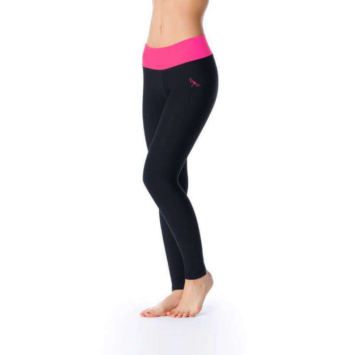 Mid rise leggings Adriana | Leggings | Color: black / pink | Yoga Leggings | Dragonfly Pole Wear and Bikram Hot Yoga Clothes