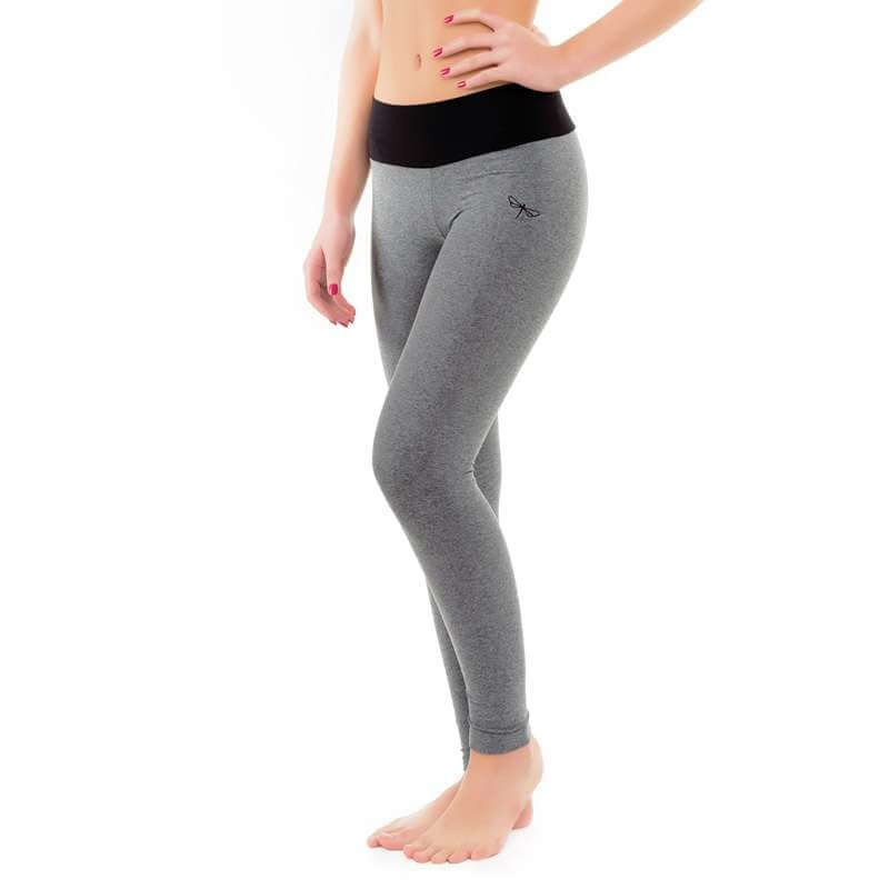 Mid rise leggings Adriana | Leggings | Color: grey melange / black | Yoga Leggings | Dragonfly Pole Wear and Bikram Hot Yoga Clothes