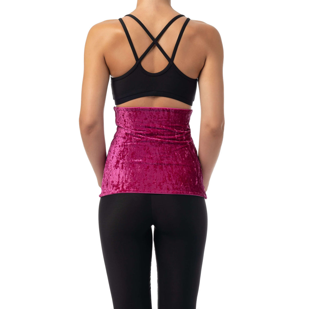 Velvet back warmer for dancers | Back warmer | Color: amaranth velvet | Dragonfly Pole Dance Clothing and Bikram Hot Yoga Wear