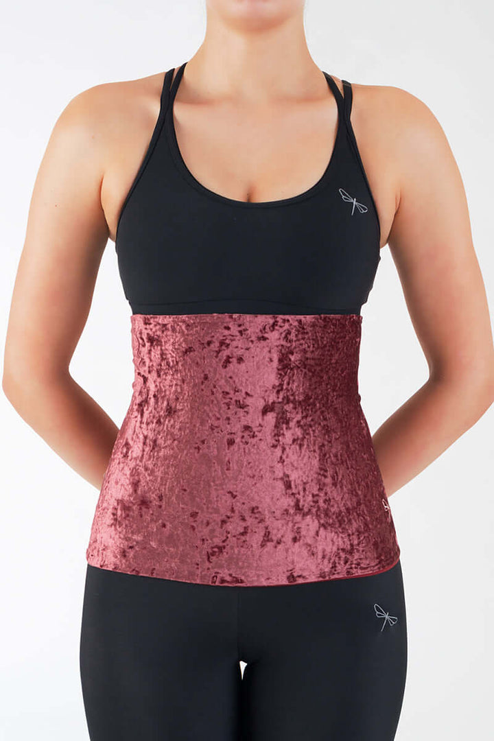 Velvet back warmer for dancers | Back warmer | Color: amaranth velvet | Dragonfly Pole Dance Clothing and Bikram Hot Yoga Wear