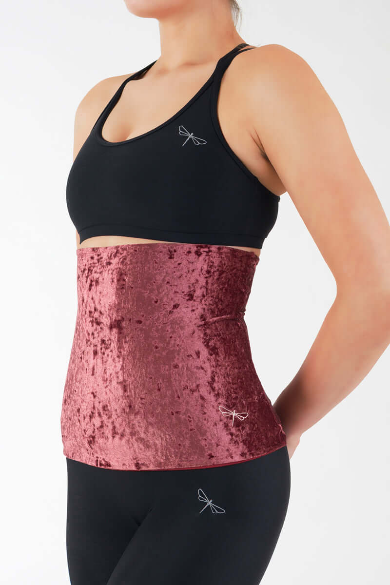 Velvet back warmer for dancers | Back warmer | Color: amaranth velvet | Dragonfly Pole Dance Clothing and Bikram Hot Yoga Wear