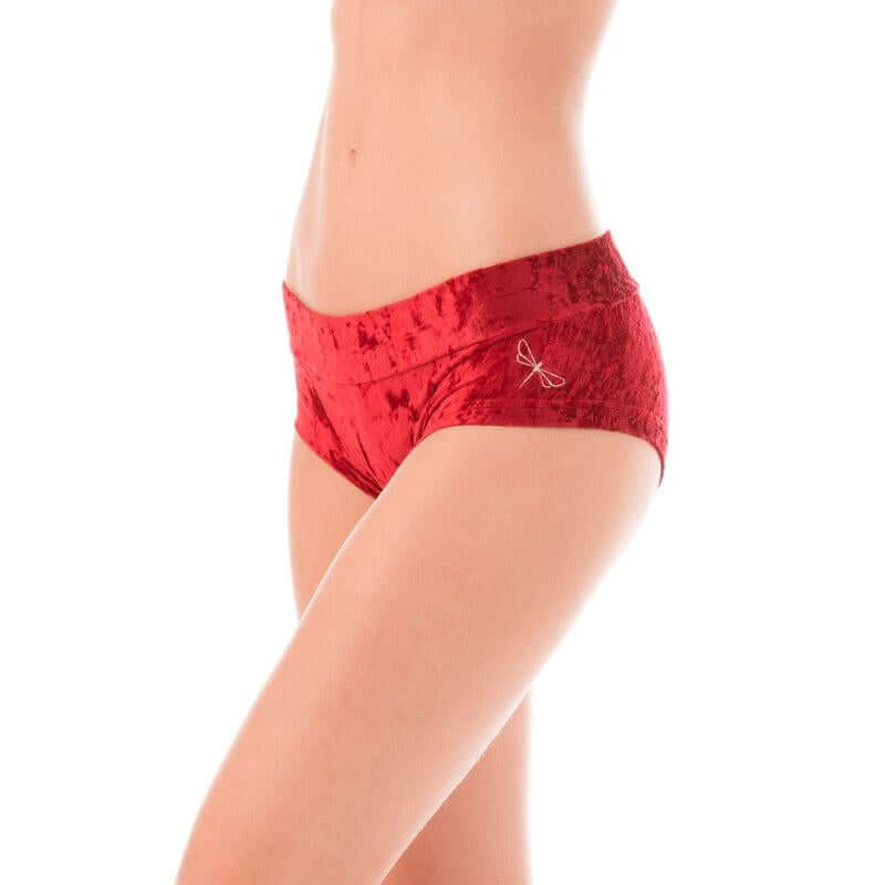 Hot pants velvet | Shorts | Color: red velvet | Pole Shorts | Dragonfly Pole Dance Clothing and Bikram Hot Yoga Wear