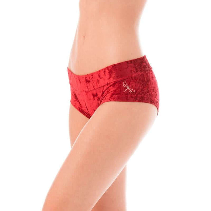 Hot pants velvet | Shorts | Color: red velvet | Pole Shorts | Dragonfly Pole Dance Clothing and Bikram Hot Yoga Wear