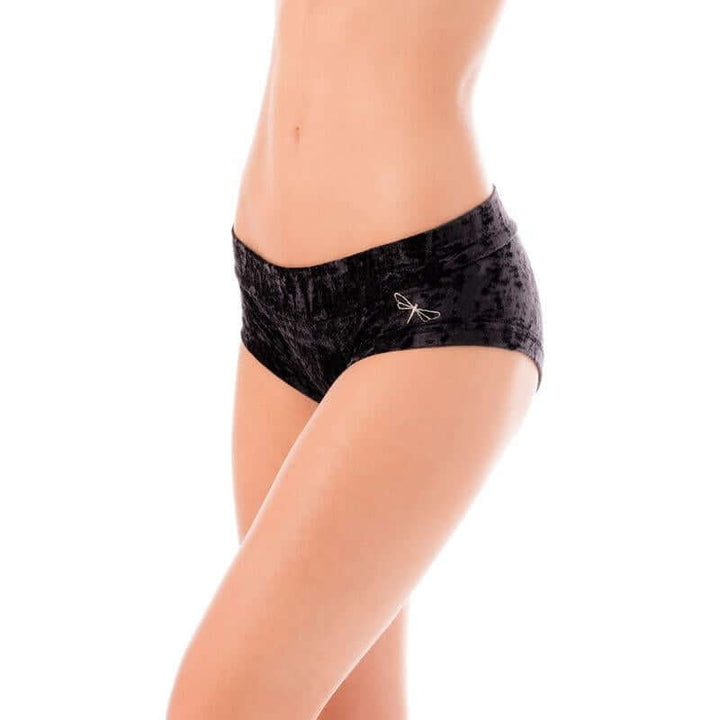 Hot pants velvet | Booty shorts - Hot pants en velours | Color: black velvet | Pole Shorts | Dragonfly Pole Dance Clothing and Bikram Hot Yoga Wear