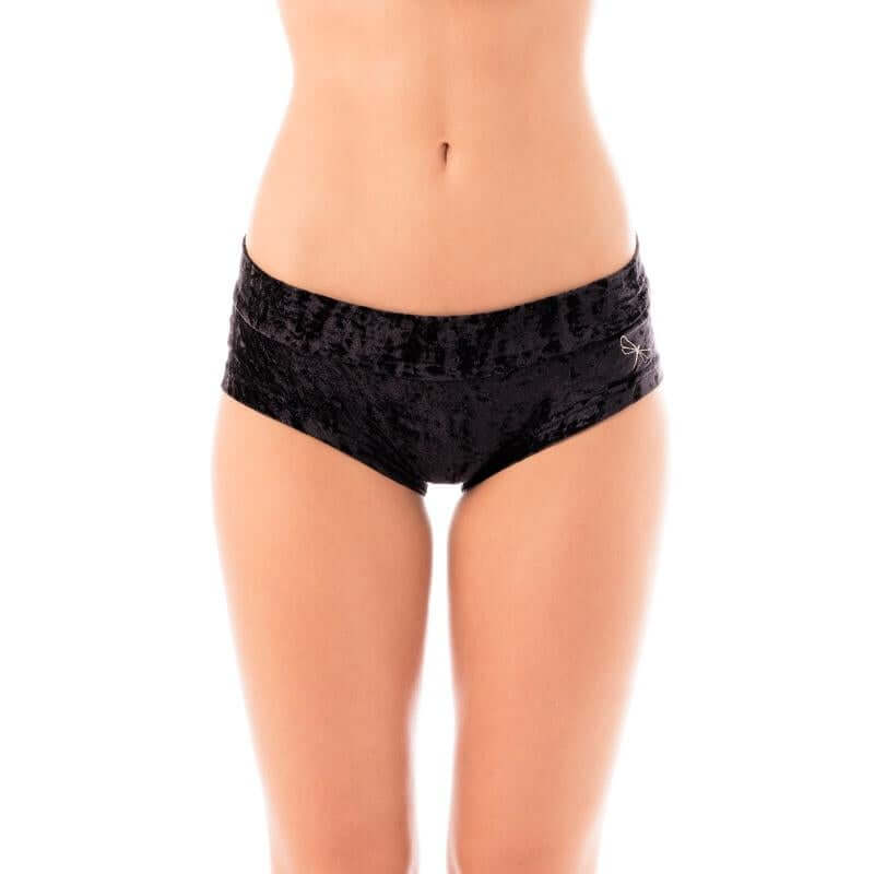 Hot pants velvet | Shorts | Color: black velvet | Pole Shorts | Dragonfly Pole Dance Clothing and Bikram Hot Yoga Wear