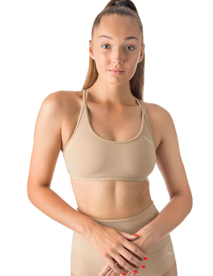 Sports bra Nicole | Sports bra | Color: nude | Women's sports bra | Dragonfly Pole Dance Clothes and Bikram Hot Yoga Outfit