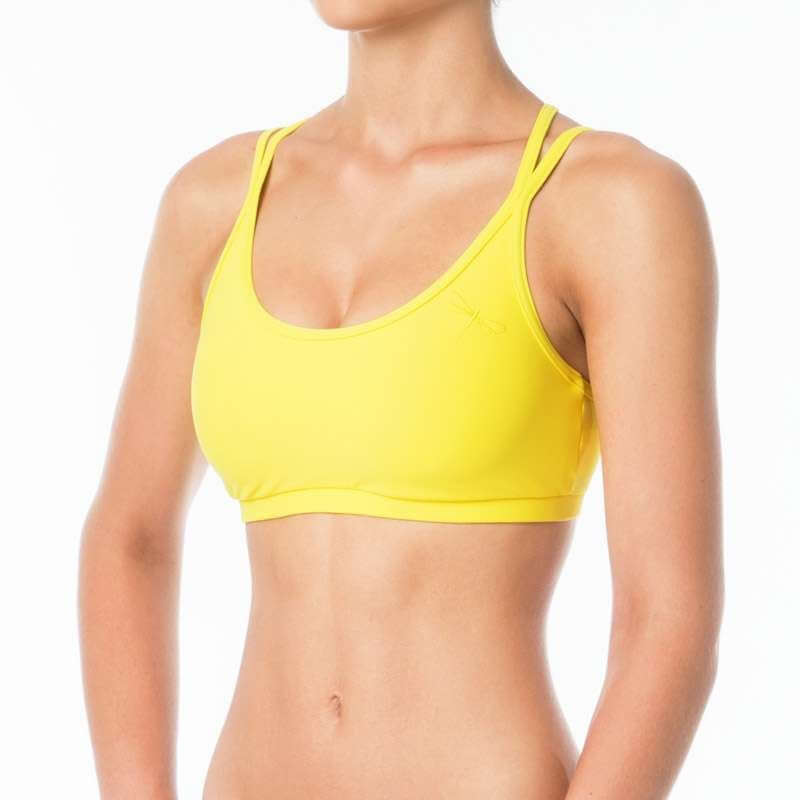 Sports bra Nicole | Sports bra | Color: yellow | Women's sports bra | Dragonfly Pole Dance Clothes and Bikram Hot Yoga Outfit