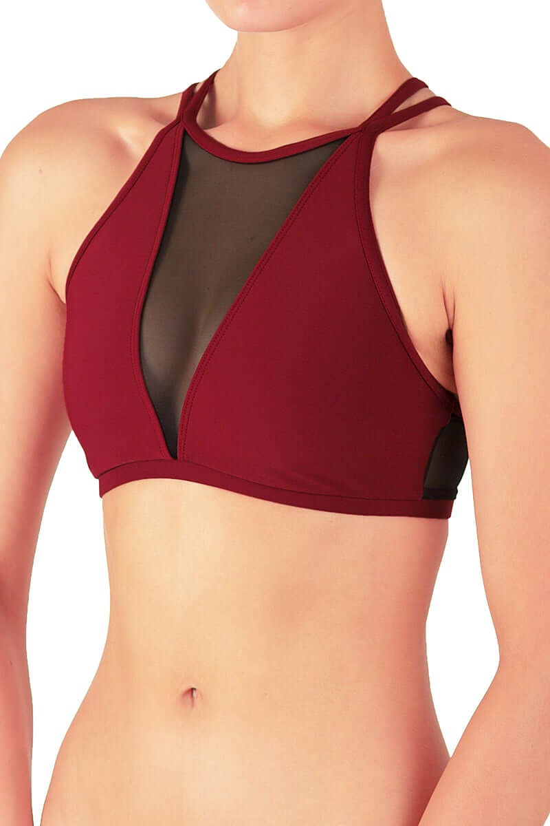 Mesh sports bra Victoria | Sports bra | Color: black / leopard mesh | Women's sports bra | Dragonfly Pole Dance Clothes and Bikram Hot Yoga Outfit