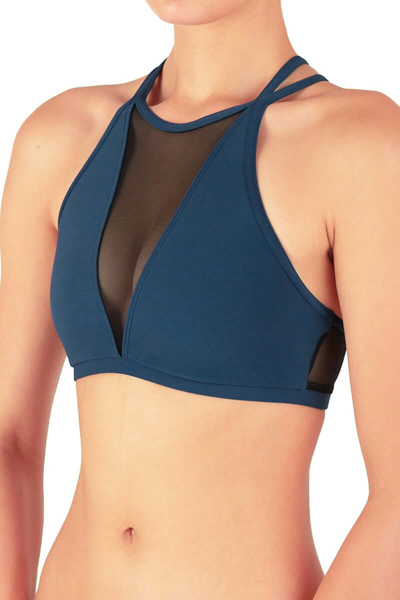 Mesh sports bra Victoria | Sports bra | Color: black / leopard mesh | Women's sports bra | Dragonfly Pole Dance Clothes and Bikram Hot Yoga Outfit