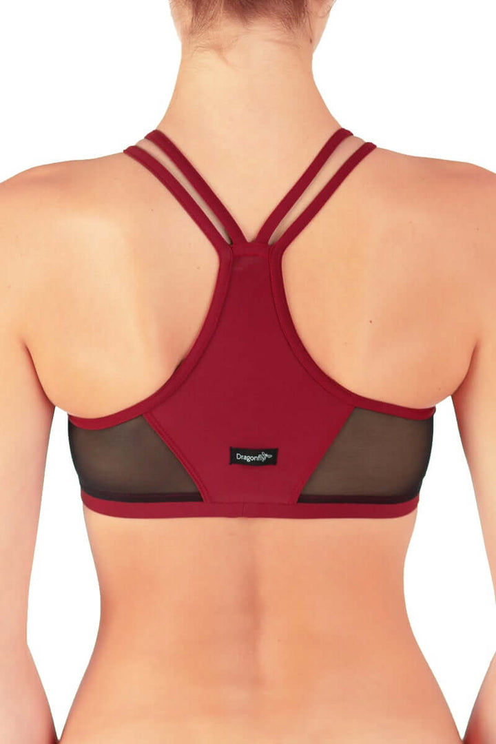 Mesh sports bra Victoria | Sports bra | Color: black / leopard mesh | Women's sports bra | Dragonfly Pole Dance Clothes and Bikram Hot Yoga Outfit