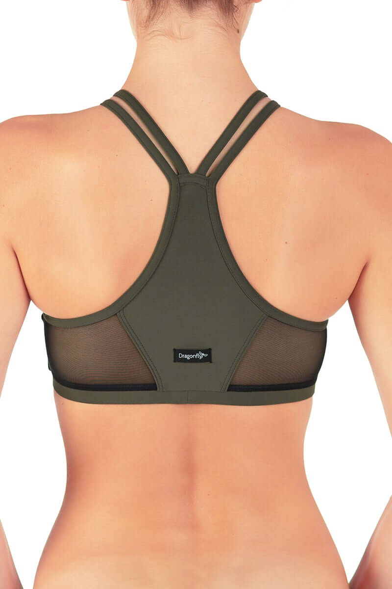 Mesh sports bra Victoria | Sports bra | Color: black / leopard mesh | Women's sports bra | Dragonfly Pole Dance Clothes and Bikram Hot Yoga Outfit
