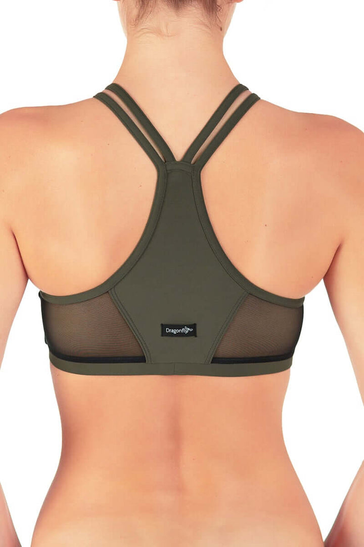 Mesh sports bra Victoria | Sports bra | Color: black / leopard mesh | Women's sports bra | Dragonfly Pole Dance Clothes and Bikram Hot Yoga Outfit