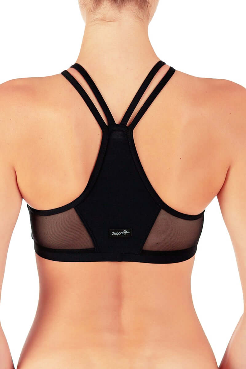 Mesh sports bra Victoria | Sports bra | Color: black / leopard mesh | Women's sports bra | Dragonfly Pole Dance Clothes and Bikram Hot Yoga Outfit