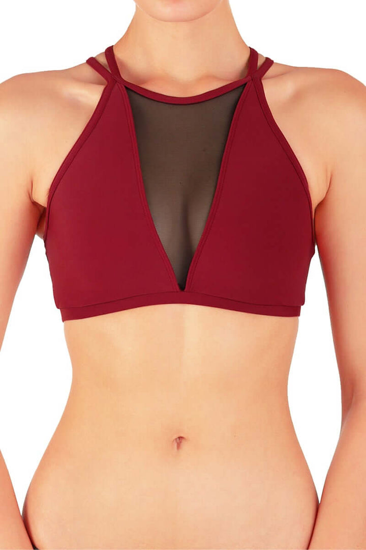 Mesh sports bra Victoria | Sports bra | Color: black / leopard mesh | Women's sports bra | Dragonfly Pole Dance Clothes and Bikram Hot Yoga Outfit
