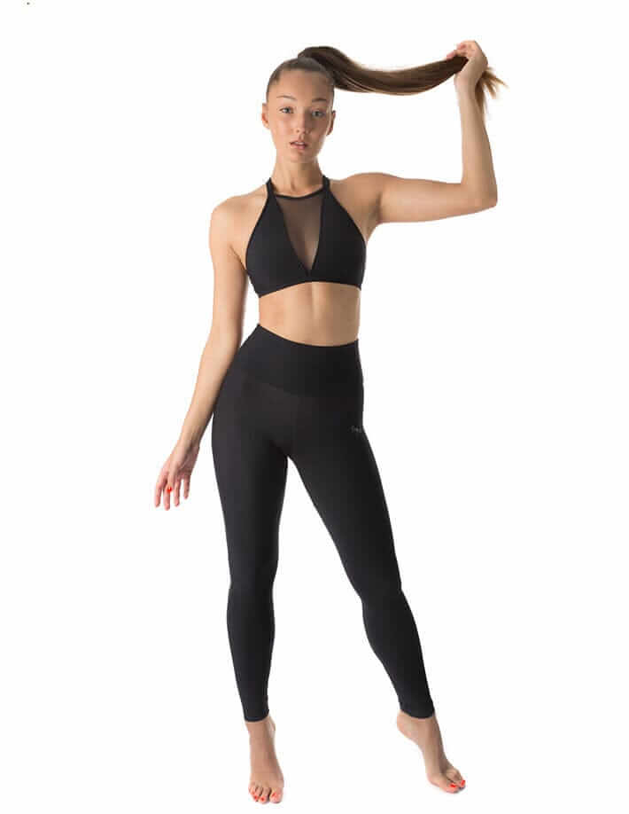 Mesh sports bra Victoria | Sports bra | Color: black / leopard mesh | Women's sports bra | Dragonfly Pole Dance Clothes and Bikram Hot Yoga Outfit