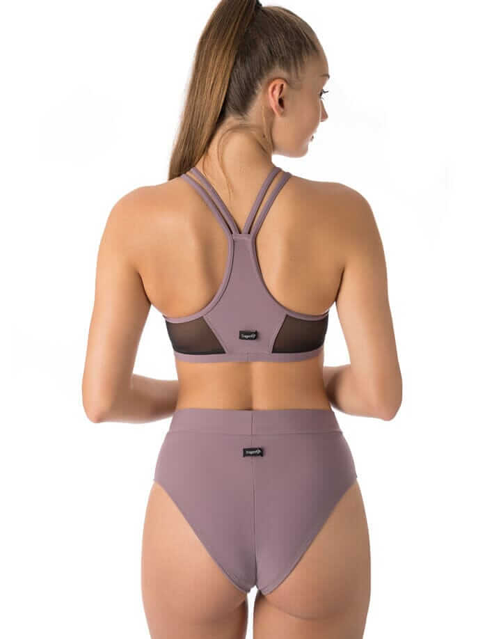 Mesh sports bra Victoria | Sports bra | Color: black / leopard mesh | Women's sports bra | Dragonfly Pole Dance Clothes and Bikram Hot Yoga Outfit