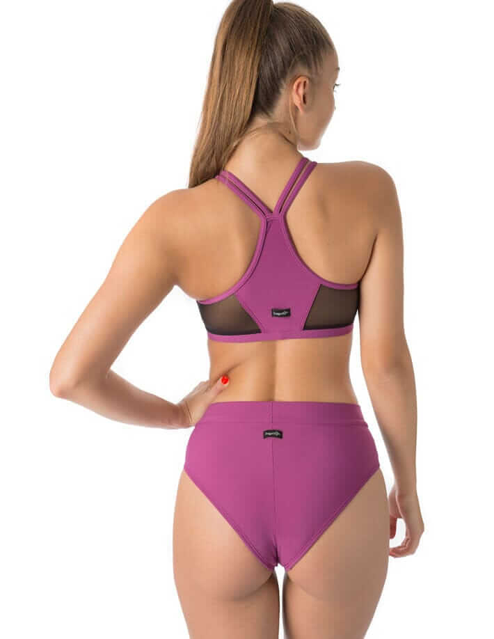 Mesh sports bra Victoria | Sports bra | Color: black / leopard mesh | Women's sports bra | Dragonfly Pole Dance Clothes and Bikram Hot Yoga Outfit