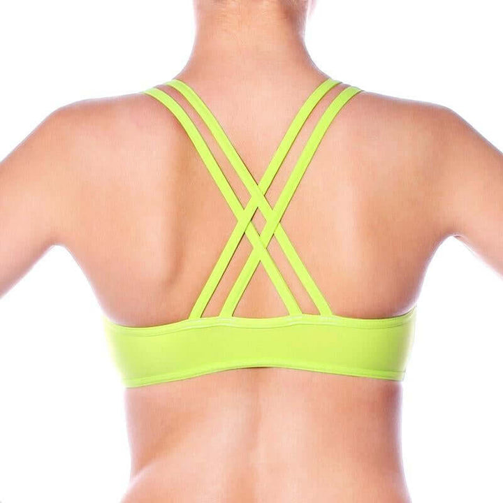 Xenia sports bra | Sports bra | Color: yellow | Women's sports bra | Dragonfly Pole Dance Clothes and Bikram Hot Yoga Outfit