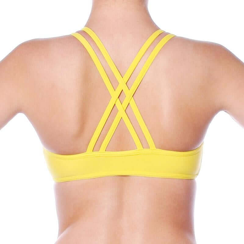 Xenia sports bra | Sports bra | Color: yellow | Women's sports bra | Dragonfly Pole Dance Clothes and Bikram Hot Yoga Outfit