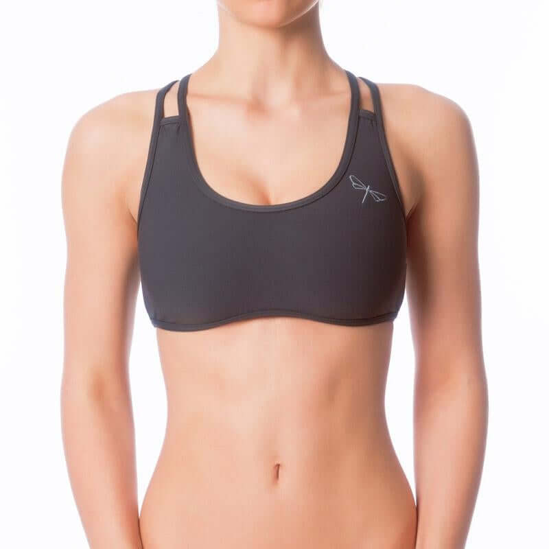 Xenia sports bra | Sports bra | Color: grey | Women's sports bra | Dragonfly Pole Dance Clothes and Bikram Hot Yoga Outfit
