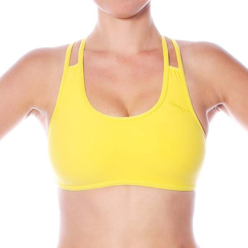 Xenia sports bra | Sports bra | Color: yellow | Women's sports bra | Dragonfly Pole Dance Clothes and Bikram Hot Yoga Outfit