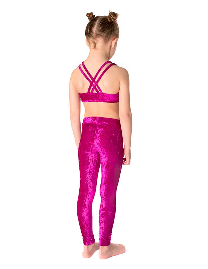 Peek Kids Glitter Print Velour Girls Legging – Mini Ruby