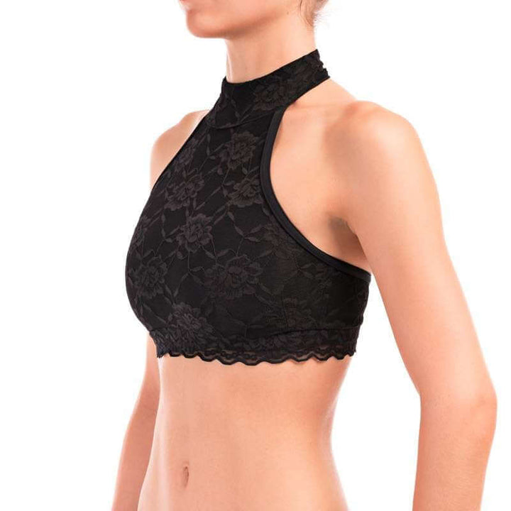 Lace sports bra Lisette | Neckholder Sport-BH mit Spitze - Lisette | Brassière sport halter en dentelle - Lisette | Women's sports bra | Dragonfly Pole Dance Clothes and Bikram Hot Yoga Outfit