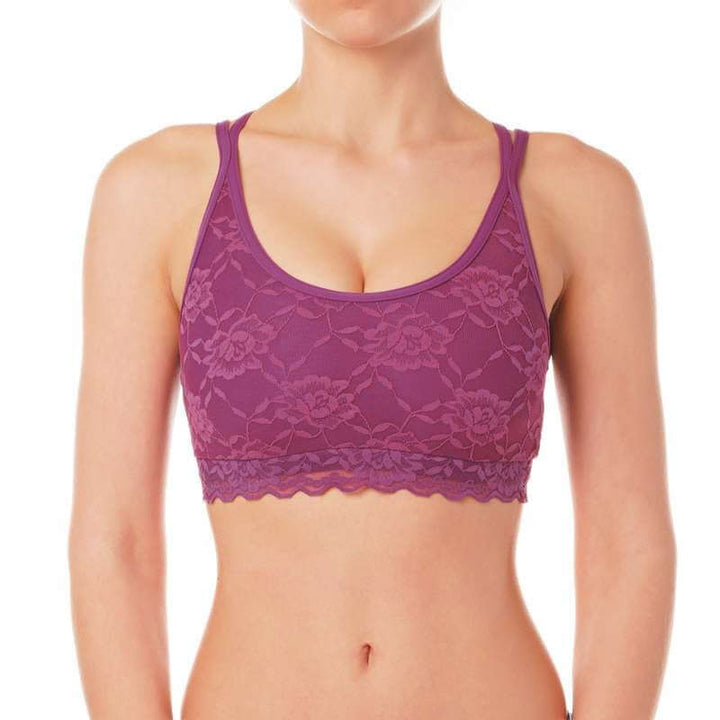 Brassière de sport en dentelle - Nicole, soutien-gorge léger avec dentelle italienne, couleur mauve.