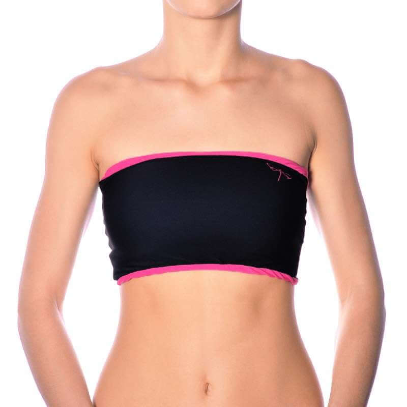 Tube top | Sports bra | Color: black / pink | Strapless Sports Bra | Dragonfly Pole Dance Clothes and Bikram Hot Yoga Outfit