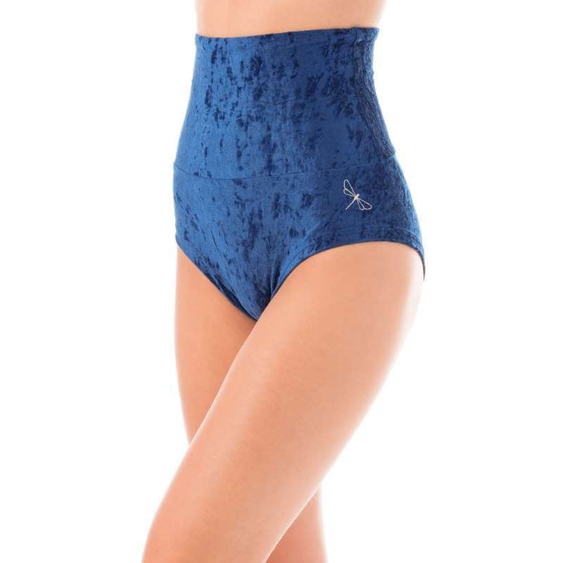 Velvet pole shorts Betty | Short pole dance velours à taille haute | Color: blue velvet | Sametové pole dance kraťasy | Dragonfly Pole Dance Clothing and Bikram Hot Yoga Wear