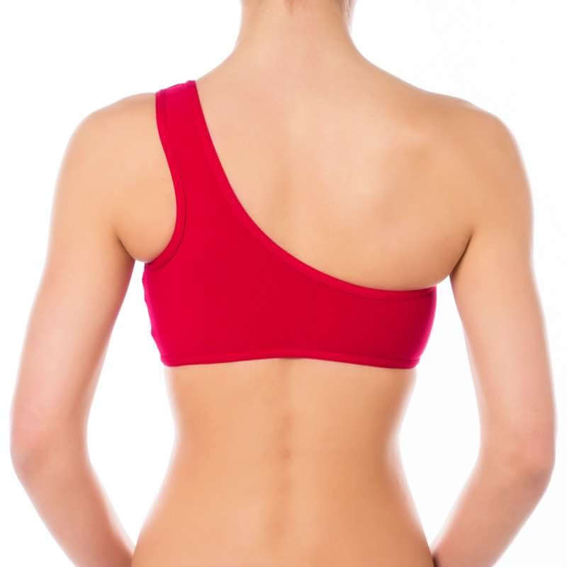 One shoulder sports bra Carmen | Sportovní podprsenka na jedno rameno | Color: red | Women's sports bra | Dragonfly Pole Dance Clothes and Bikram Hot Yoga Outfit